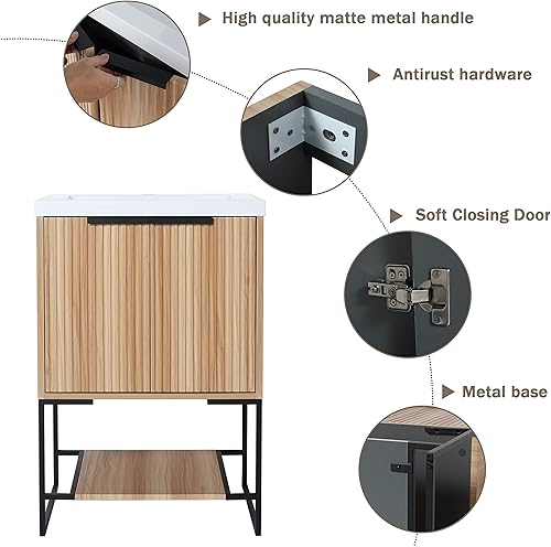 Miniatura 5 de Vanidad de baño de 24 pulgadas con fregadero, tocador de baño independiente de 24 pulgadas, combo de tocador de baño de un solo lavabo, tocador de