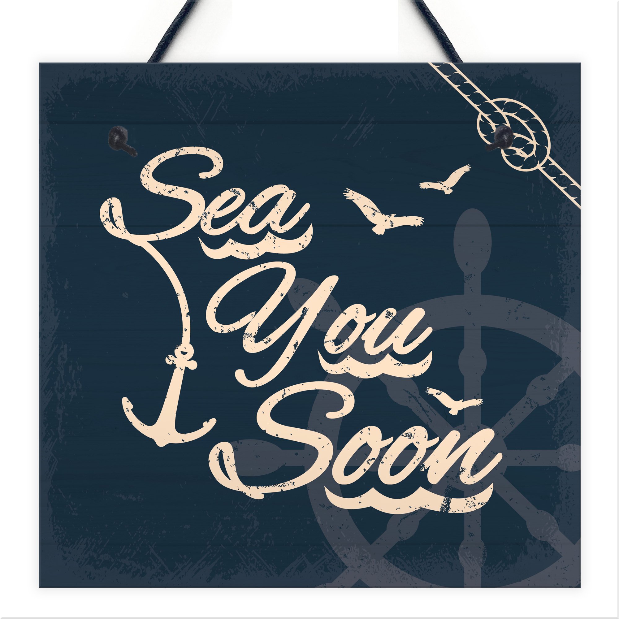 Red Ocean Sea You Soon Nautical Seaside Message Shabby Chic Coastal Hanging Plaque Bathroom Beach Toilet Signs