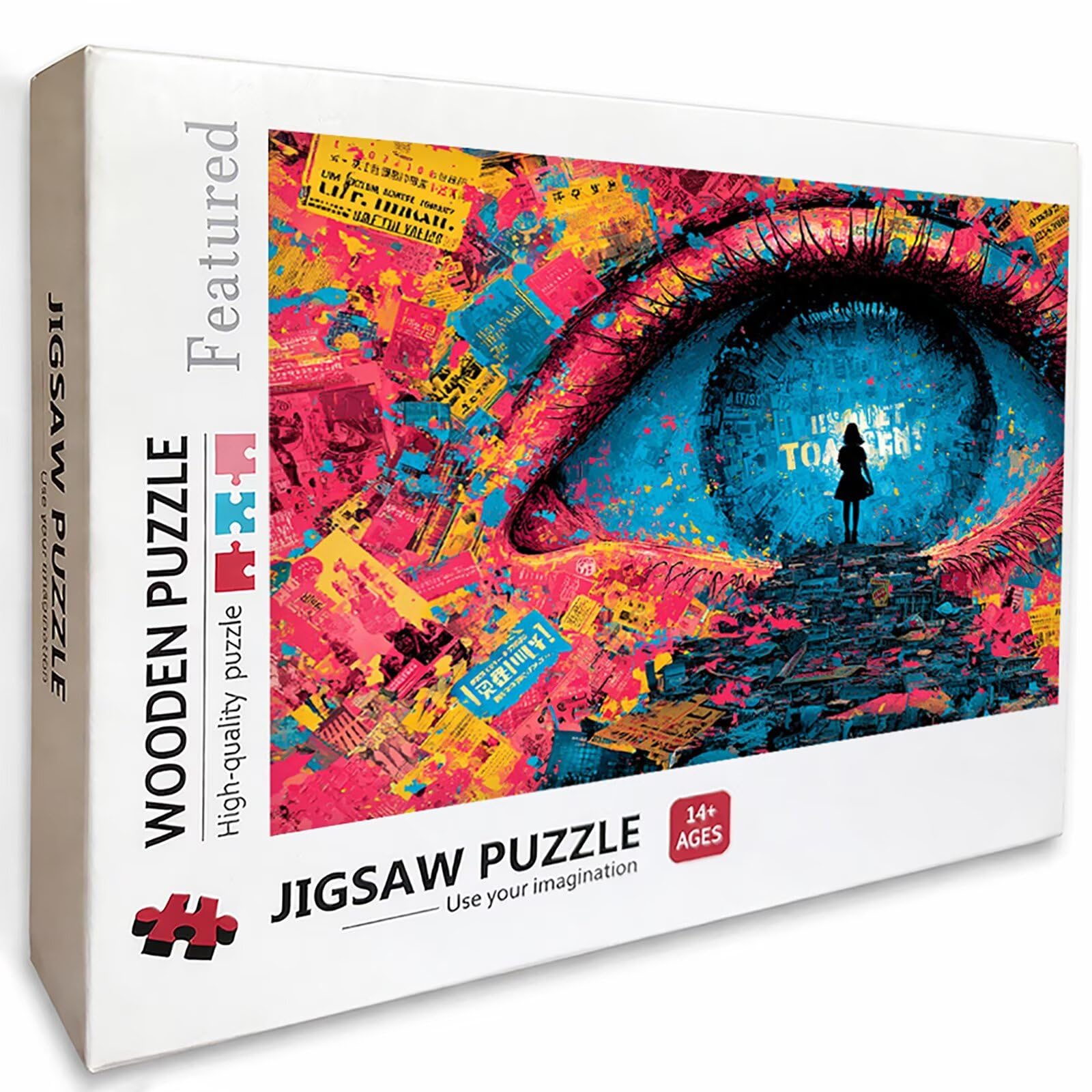 Drewniane puzzle z okiem, 156 x 105 cm, abstrakcyjne puzzle 5000 elementów dla dorosłych z pudełkiem, edukacyjna trudna gra, prezenty dla nastolatków, łatwe do odróżnienia, dekoracja domu, 2-4344