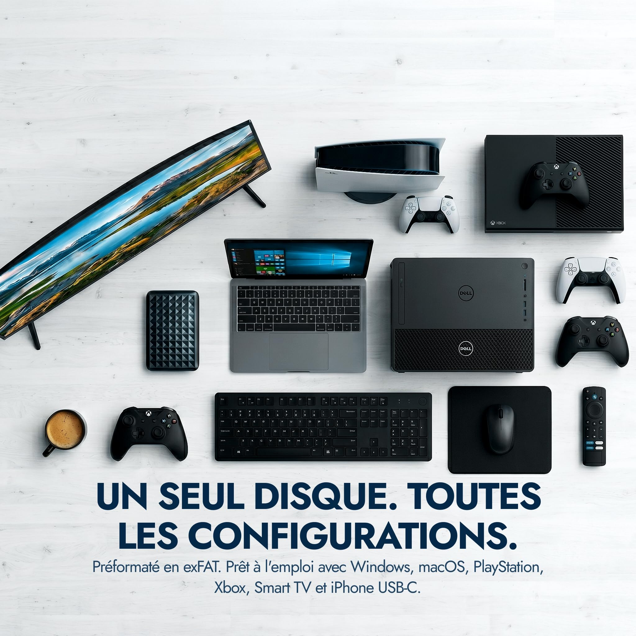 Disque dur externe 500 Go – Disque dur portable USB 3.0 / Type-C haute vitesse – Compatible avec Windows, Mac, PC, PS4 et Xbox – Stockage fin pour sauvegarde de données, films, jeux et photos (500 Go)