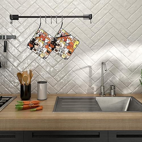 Miniatura 5 de Juego de 2 agarraderas para garabatos de perros y gatos, resistentes al calor, para microondas, horno, horno, platos finales y regalos de barbacoa