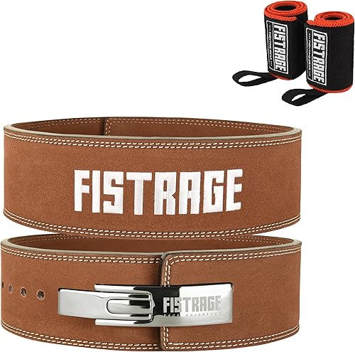 Miniatura 10 de FISTRAGE - Hebilla de palanca para levantamiento de pesas, cinturón de cuero negro, soporte de espalda para hombres y mujeres, entrenamiento físico
