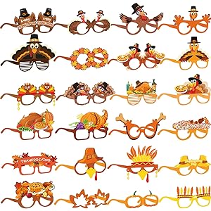 POPLAY 24PCS Turkey Paper Eyeglasses, Thanksgiving