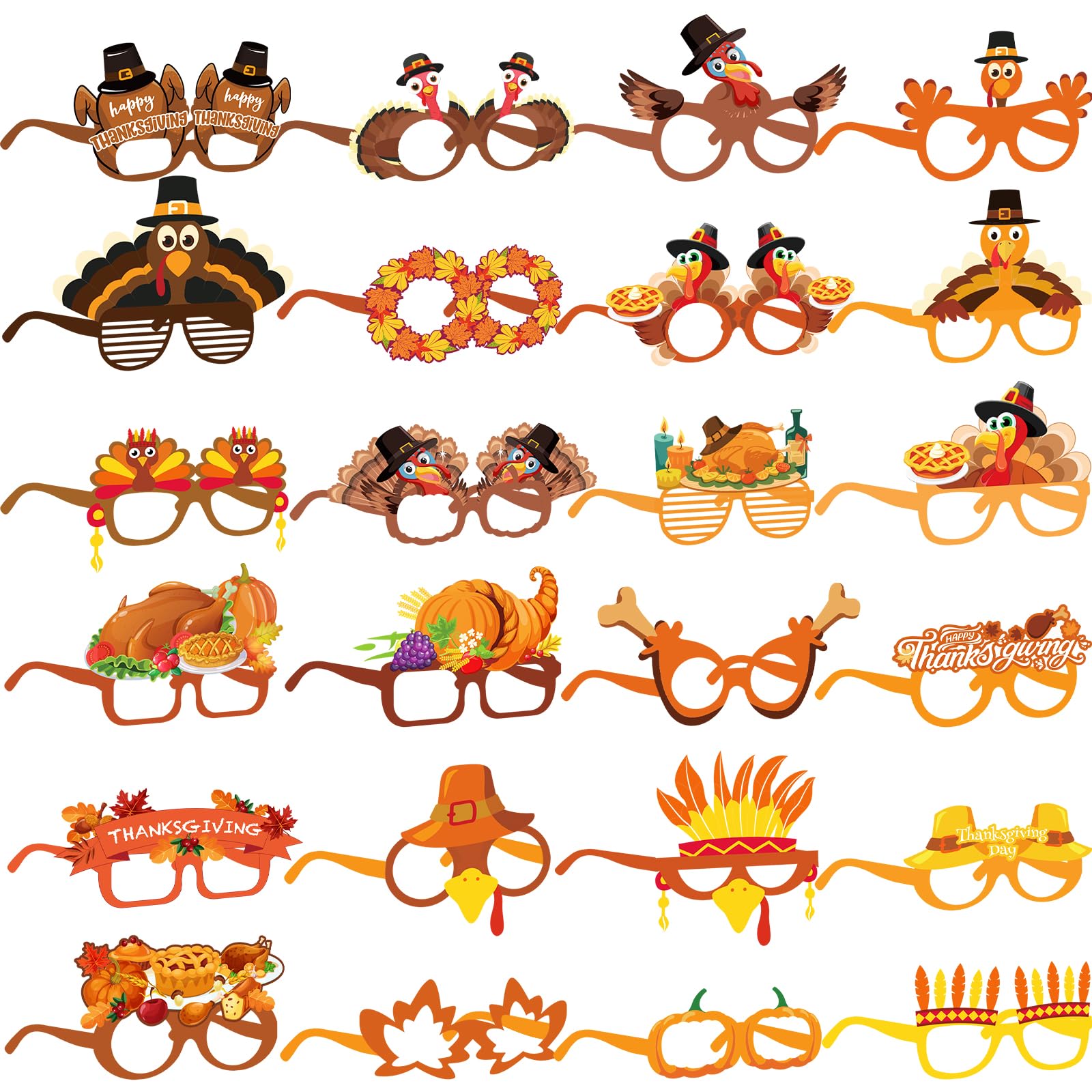 Click to get POPLAY 24PCS Turkey Paper Eyeglasses Thanksgiving
