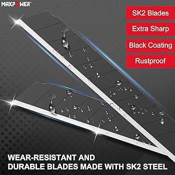 MAXPOWER 9 mm Snap-Off Blades, 50 Pack Box Cutter Blades, 60