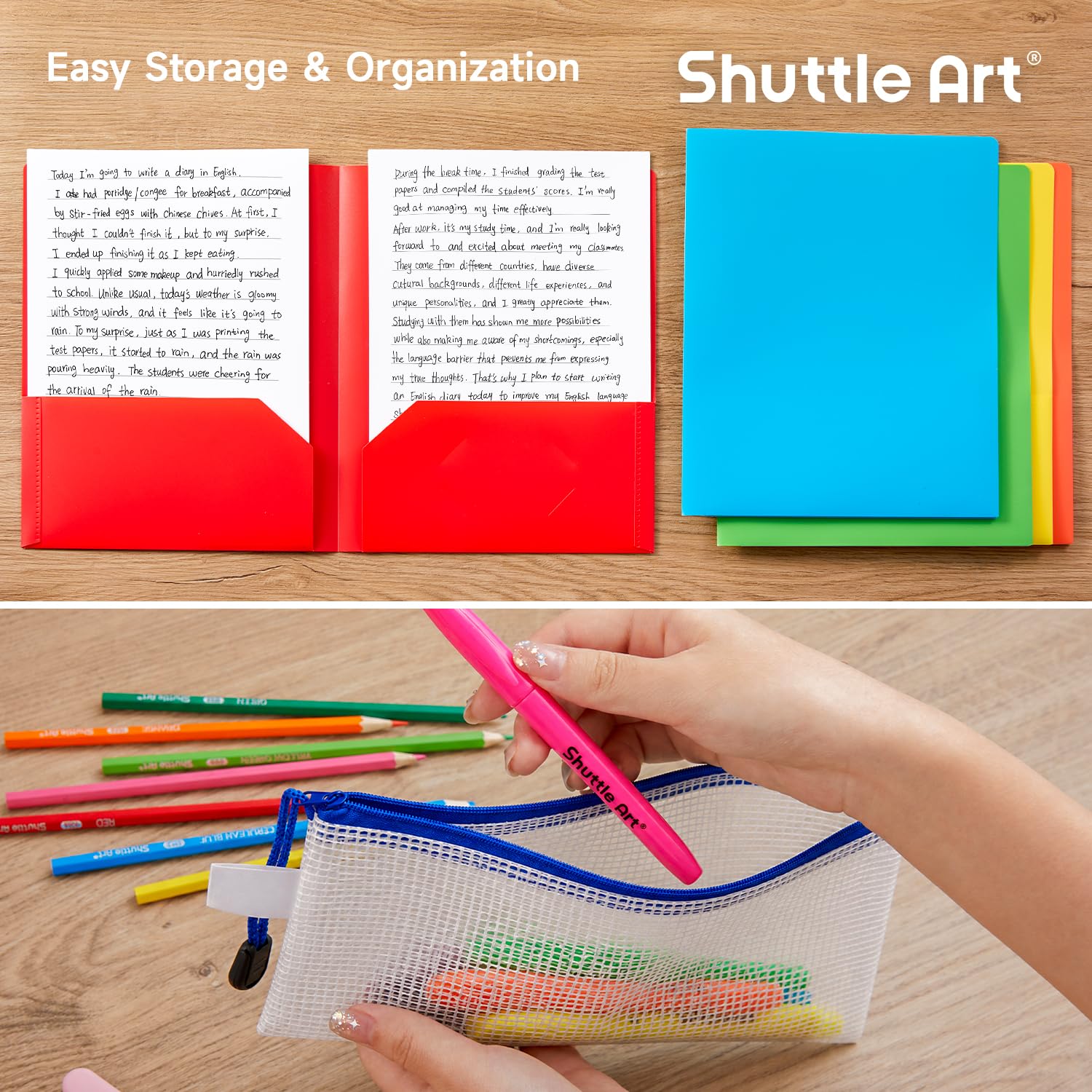 Shuttle Art 102 teiliges Schulsachen Set, Schulbedarf Box für Schulanfang, Einschulung, Malstifte, Schreibwaren für Kinder und Studenten, Bleistifte, Stifte, Marker, Radiergummis, Notizbücher, Ordner