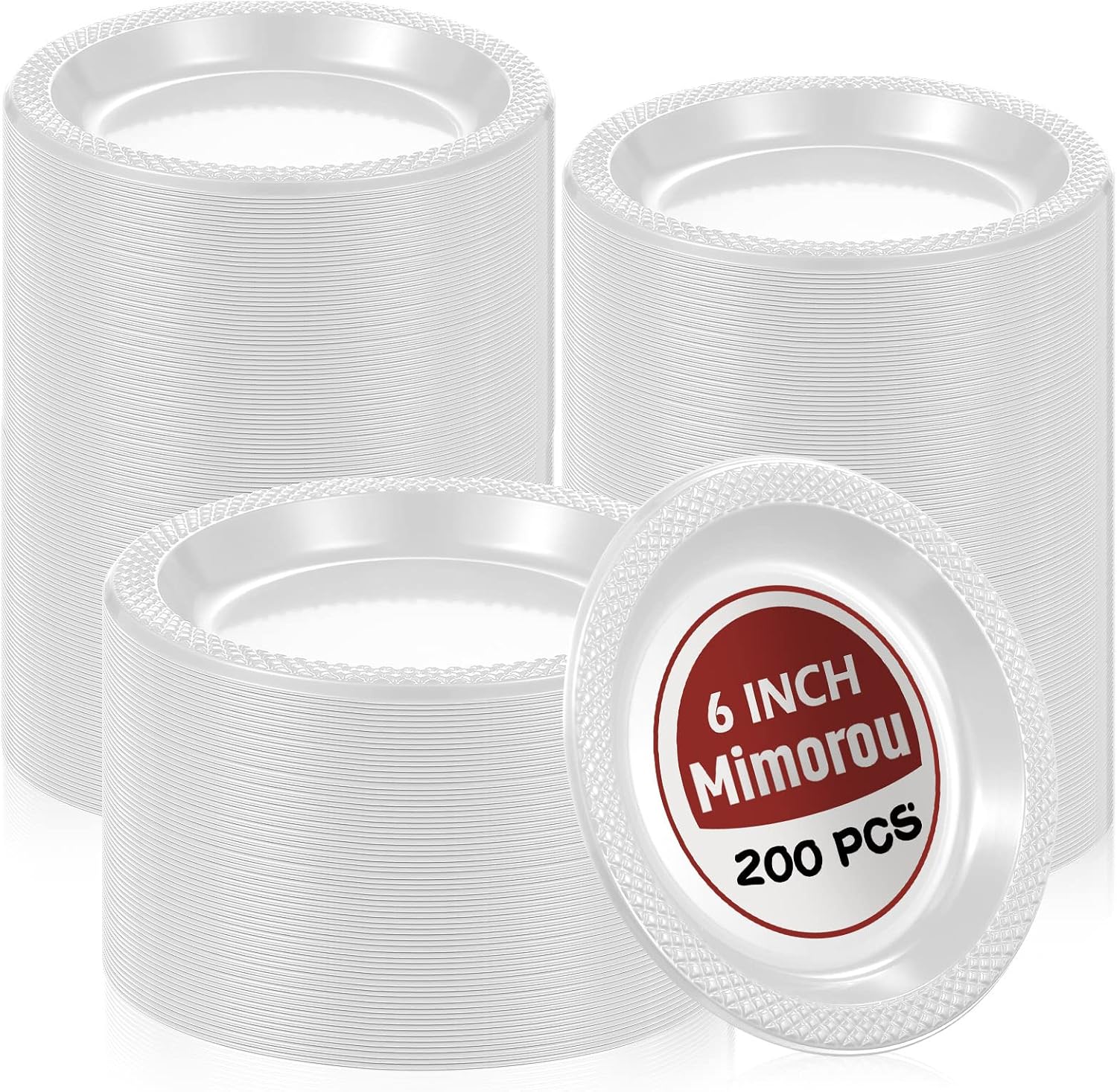 Mimorou 200 Pcs Plastic Dessert Plates Disposable Cake