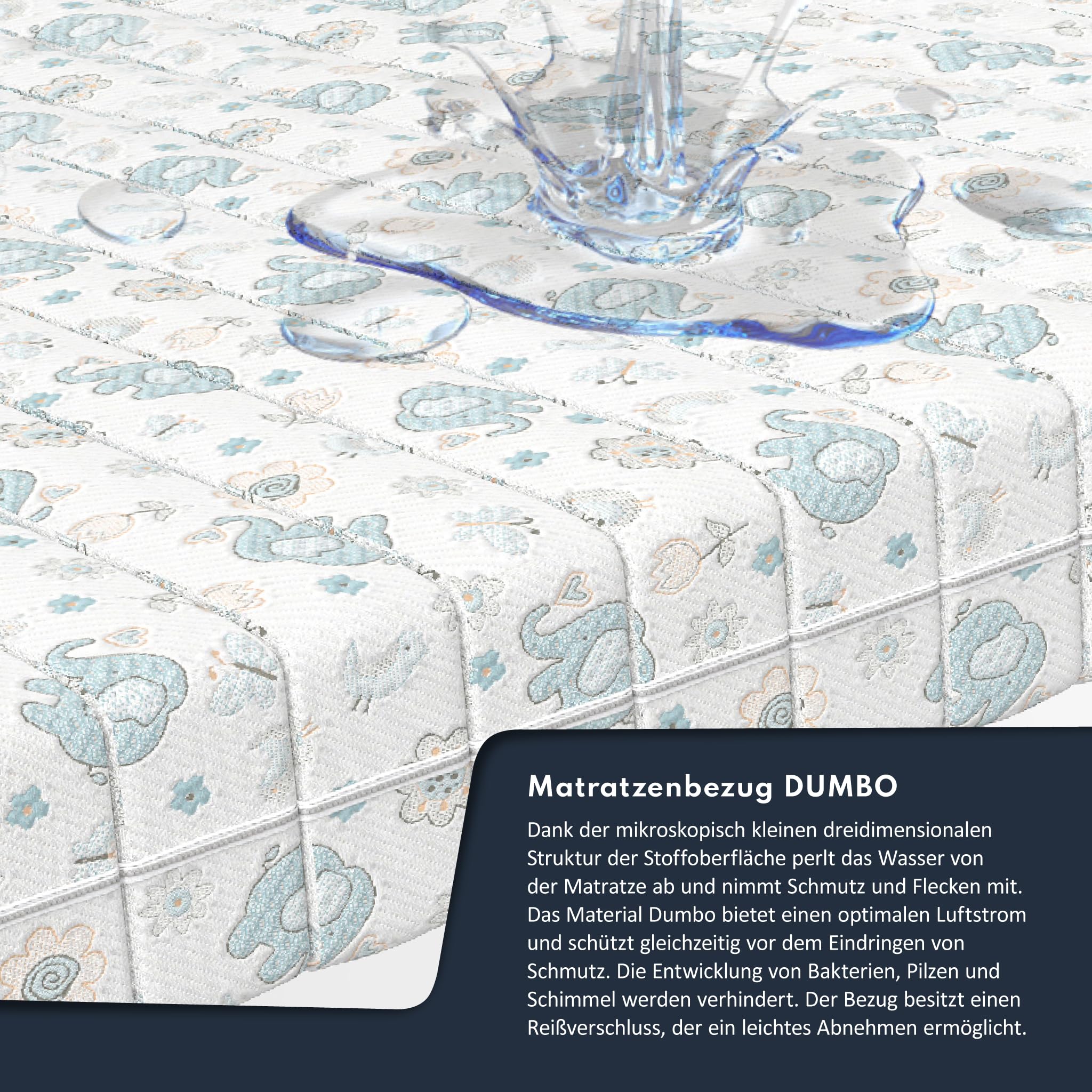 FDM Melody Matelas 90 x 180 cm Mousse à Mémoire de Forme Épaisseur 10 cm Fermeté H3 Matelas à Deux Faces Oeko-TEX Hypoallergénique Housse Lavable Dumbo
