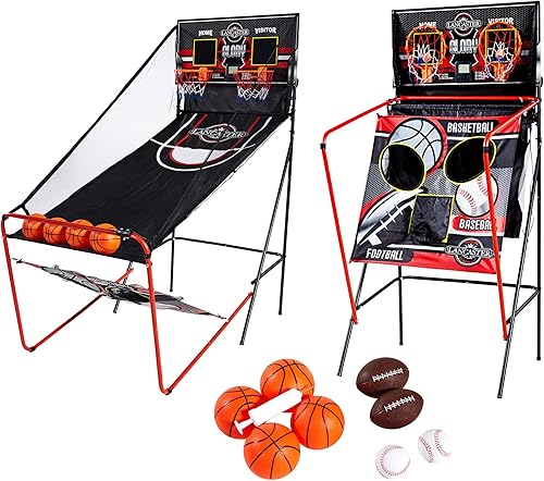 Lancaster - Juego electrónico de 2 jugadores 3 en 1 para baloncesto, fútbol, béisbol, hogar, sala de recreo familiar con marcador LED