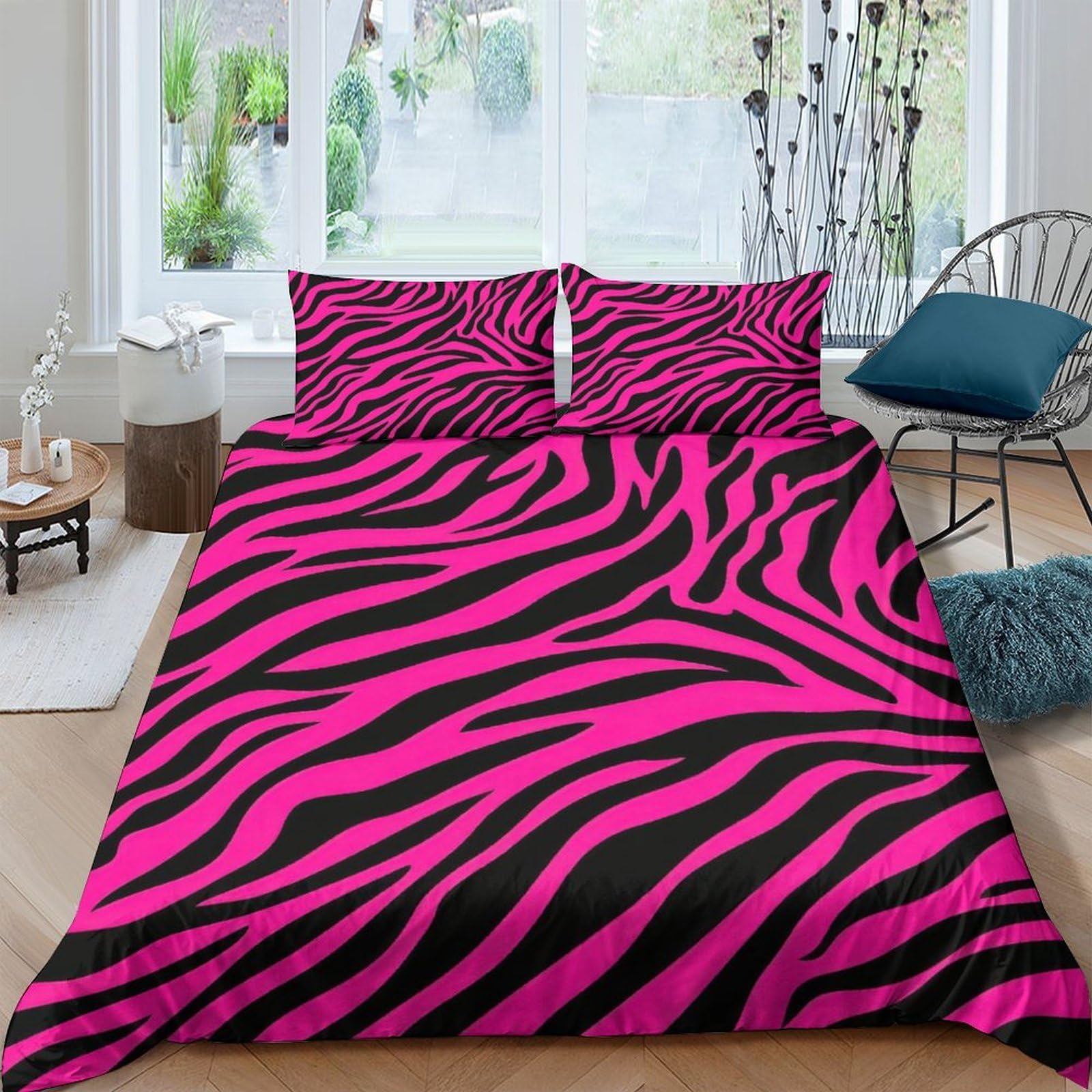 Ctjqhvkz Style-6 3D Printed Pink Zebra Fitted Sheet Microfiber Soft Anti-Slip Black Tiger Stripe Mattress Cover For Bedroom Dorm Decor Single（135X200cm）