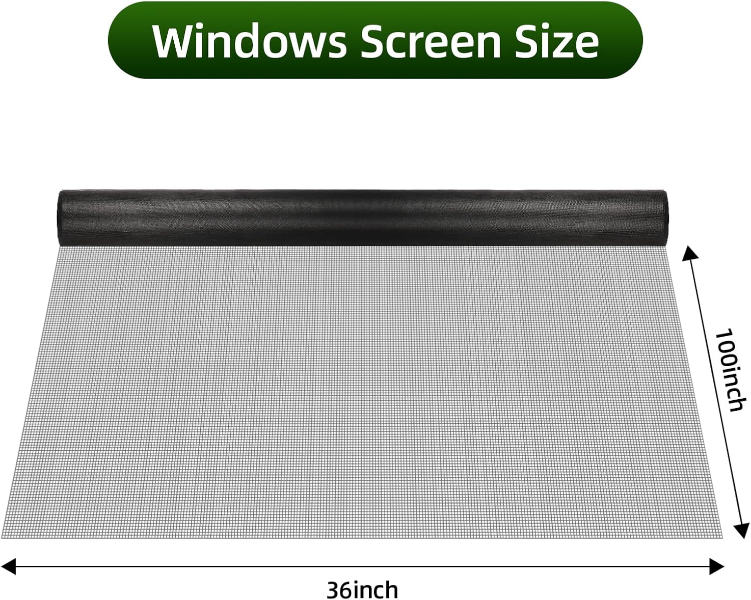 36Inch x 100Feet Window Screen Mesh and Durable Screen Door Replacement, Window Mesh Screen for Windows (Black)
