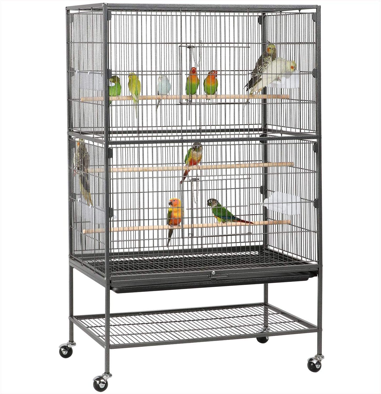Egardenkart 132cm Wrought Iron Standing Large Flight King Bird Cage for Small Birds Cockatiels Finches Sun Parakeets Green Cheek Conures Small Parrot Bird Cage Birdcage with Stand