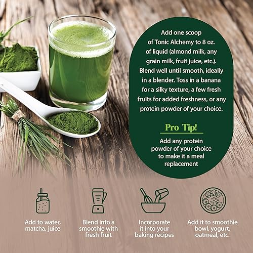 Vista 6 de Dragon Herbs Tonic Alchemy Superfood Greens Powder con 91 ingredientes: hierbas tónicas, ashwagandha, hongos, probióticos, súper verdes, algas