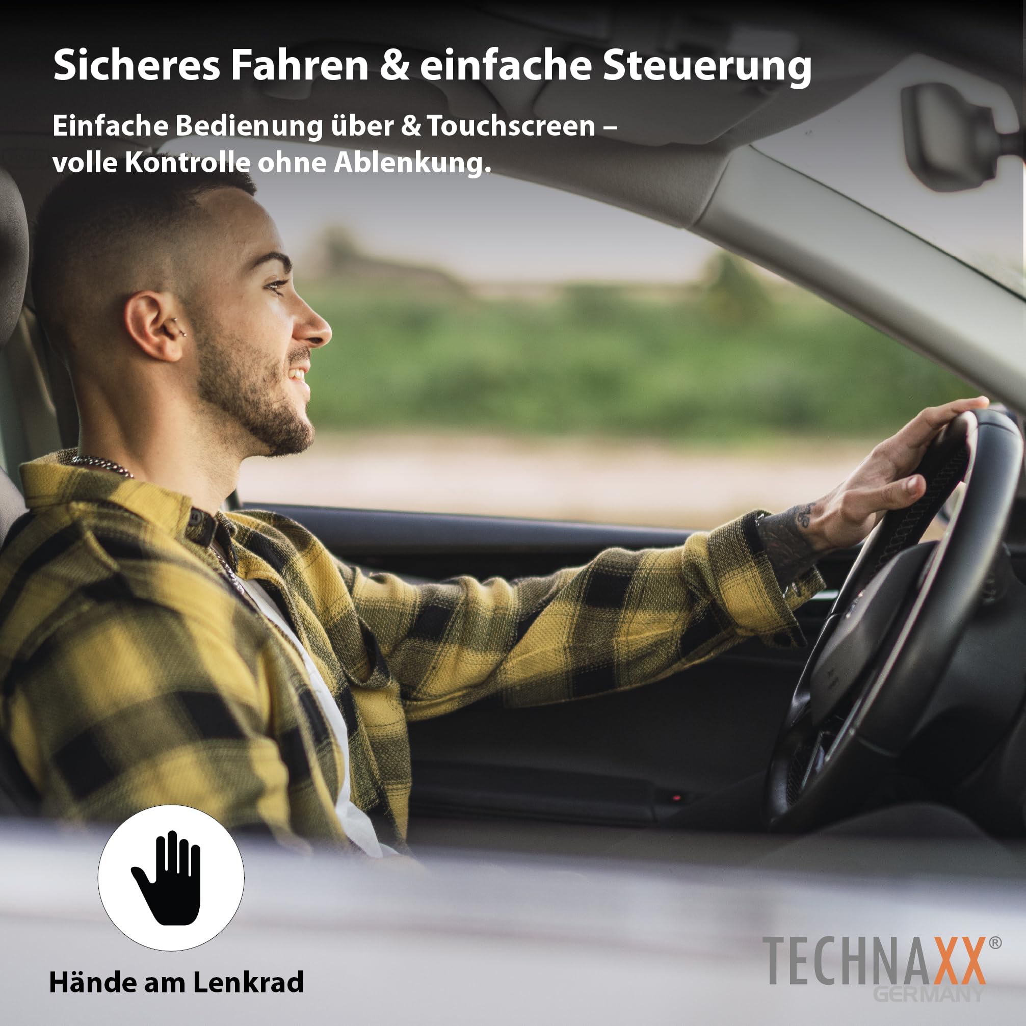 Technaxx Wireless Car Play & Android Auto Display 7" TX-320 mit Bluetooth 5.0, FM-Transmitter, AUX-Ausgang, eingebautem Lautsprecher, MicroSD-Steckplatz, Armaturenbrett-/Windschutzscheibenhalterung
