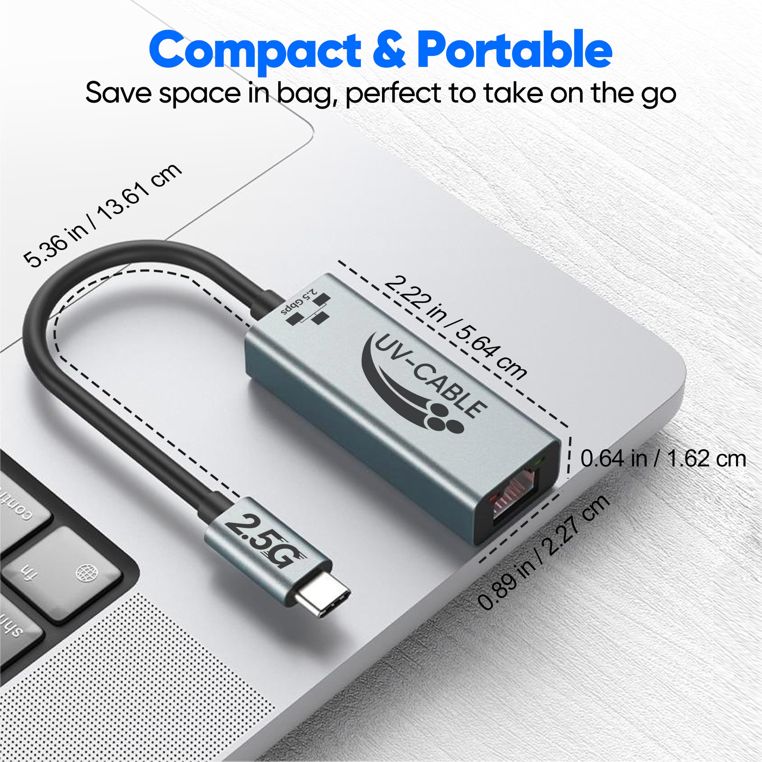 Adaptateur USB-C vers Ethernet 2,5 G, adaptateur haut débit Type-C vers RJ45, compatible avec USB4, Thunderbolt 4/5, Plug & Play pour NAS, MacBook Air/Pro, XPS, iPhone 17/16 Pro/Max
