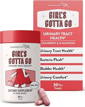 Legendairy Milk Girls Gotta GoTM - UTI Support Supplement - Urinary Tract Health for Women - UTI Relief for Women with Sugar-Free Cranberry and D-Mannose, 30 Servings