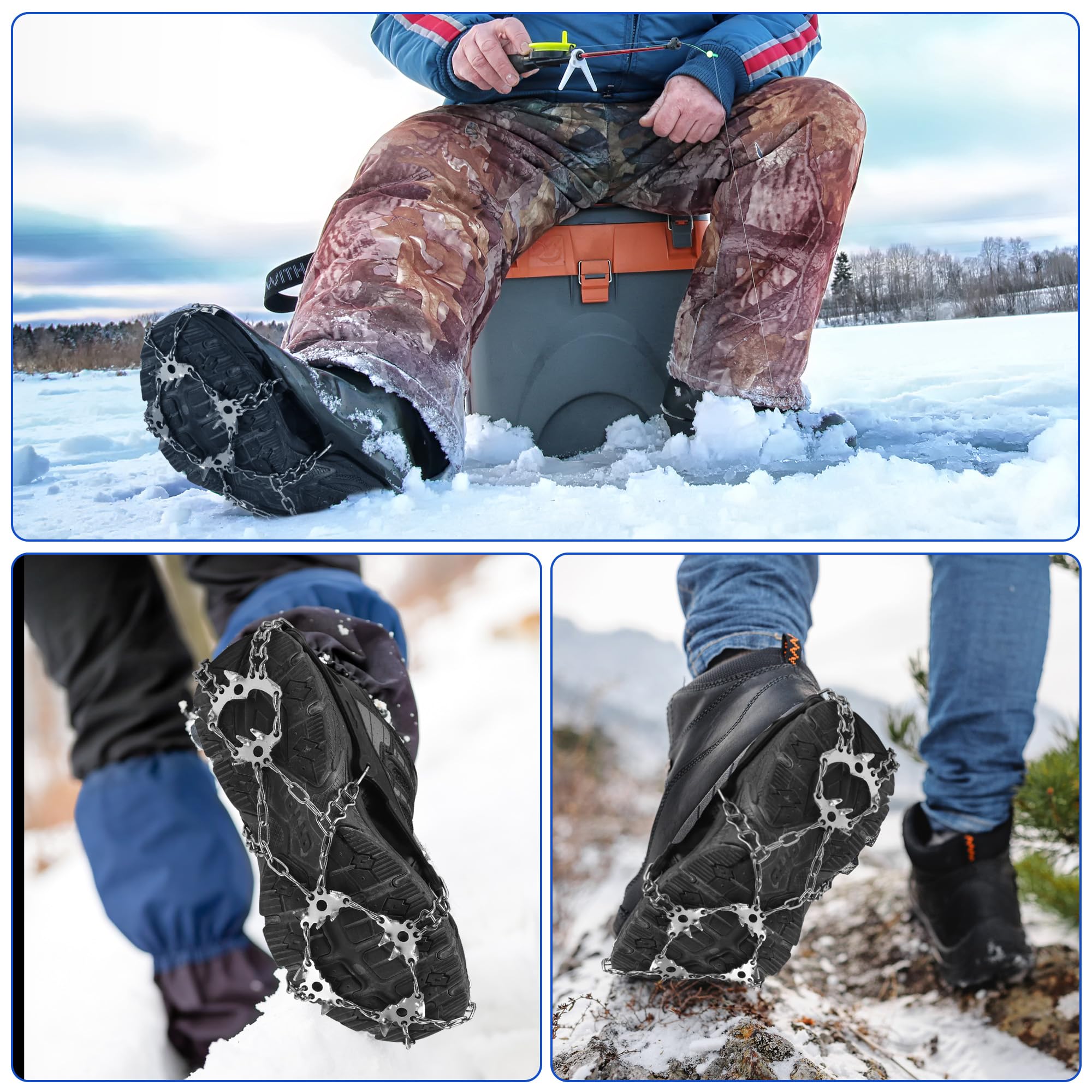 Crampons Antidérapants Pour Chaussures - 11 Pointes En Acier, TPE élastique, Pour Neige Et Verglas - 4