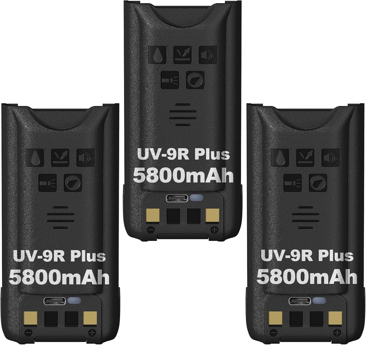 BAOFENG 3 Pack UV-9R Battery USB-C Charging Enlarge 5800mAh Capacity Upgraded UV9R Pro BL-9 Li-ion Battery for UV-9R Plus GMRS-9R Accessories for BF-T57 Walkie Talkie