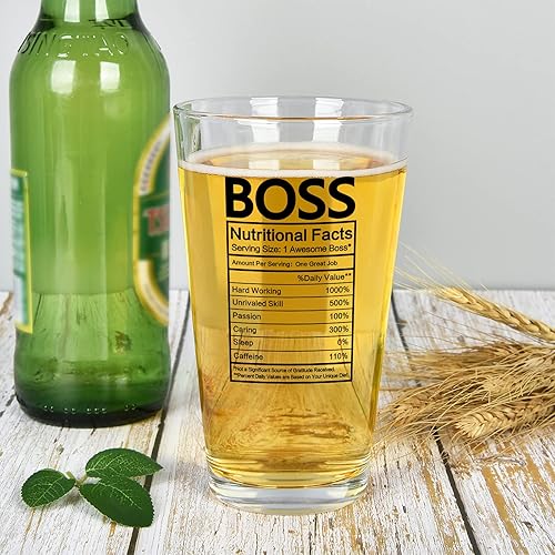 Miniatura 4 de Modwnfy Boss Nutritional Facts - Vaso de cerveza, regalos del día del jefe para hombres, jefe, empleador, compañeros de trabajo, amigos, divertido