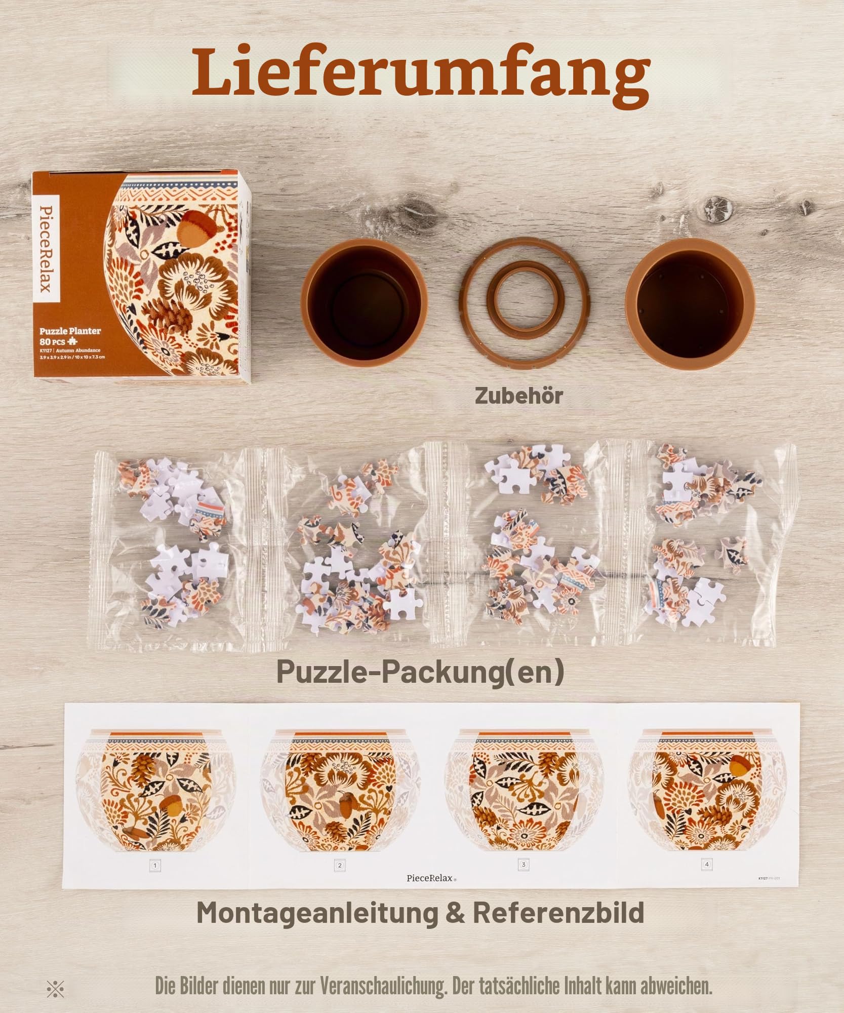 PieceRelax 3D Puzzle Blumentopf – Oriental Floral Ornament | 80 Kunststoffteile | DIY-Pflanztopf zum Selbstbauen | Entspannendes Geschenk für Pflanzenliebhaber [K1101]