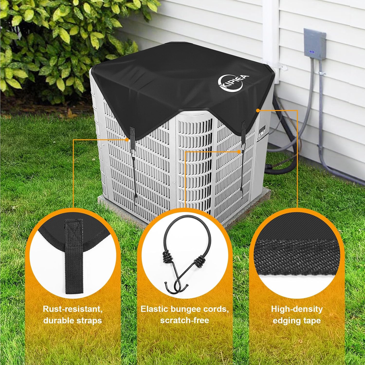 Kipiea Air Conditioning Cover for Outside Units – Heavy Duty 600D Waterproof AC Outdoor Unit Top Protector (36" x 36")