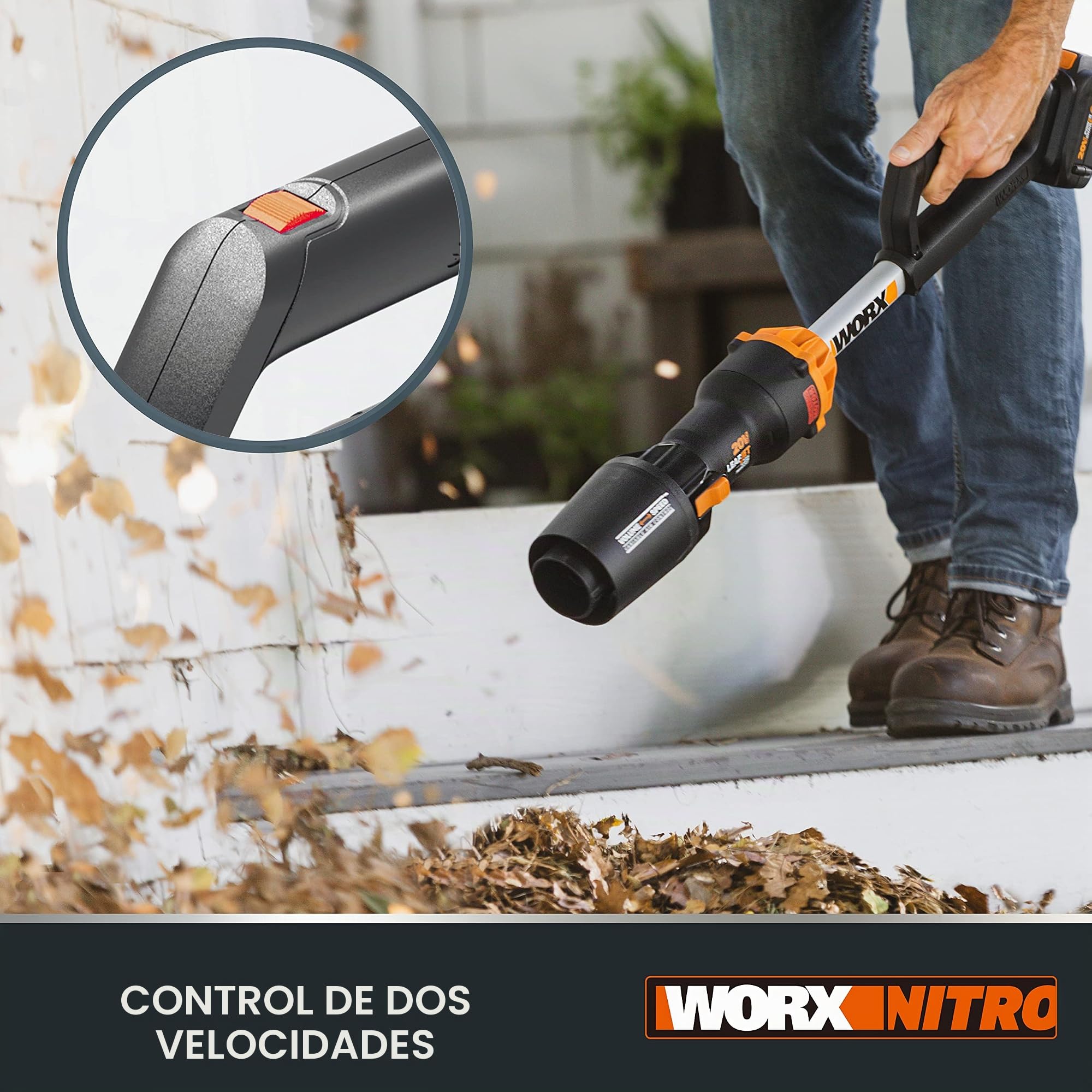 WORX Soplador de hojas de jardín inalámbrico LEAFJET WG543E.9 de 18 V (20 V máx.)