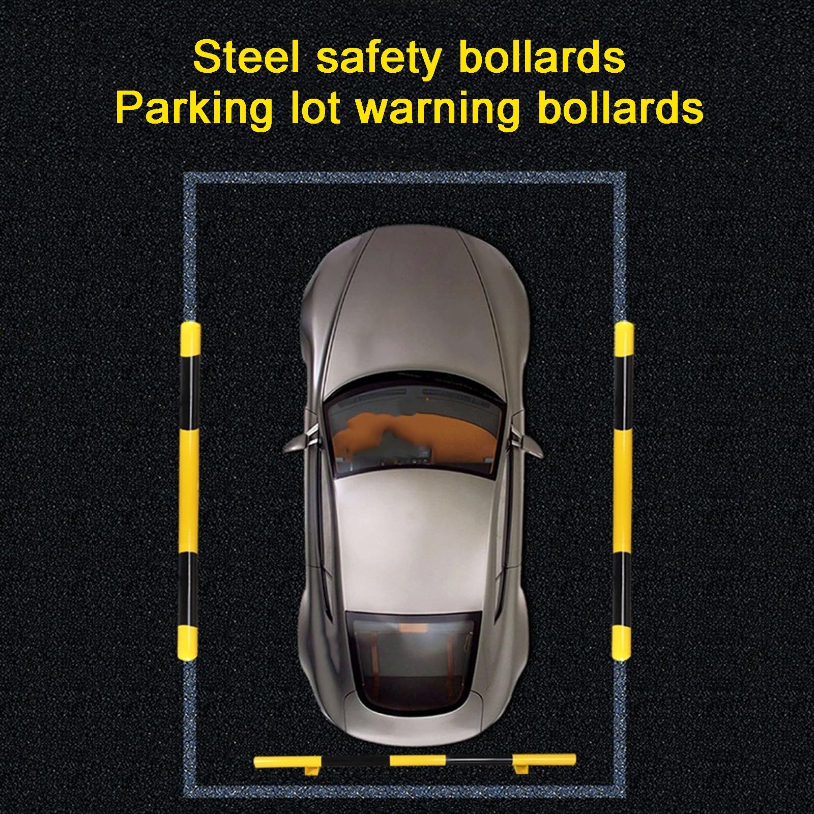 Paletti Delimitazione in Acciaio per Parcheggio Anti-collisione Barriera di Parcheggio per Traffico Strade di Cantiere(2000 * 100mm/79 * 4in)