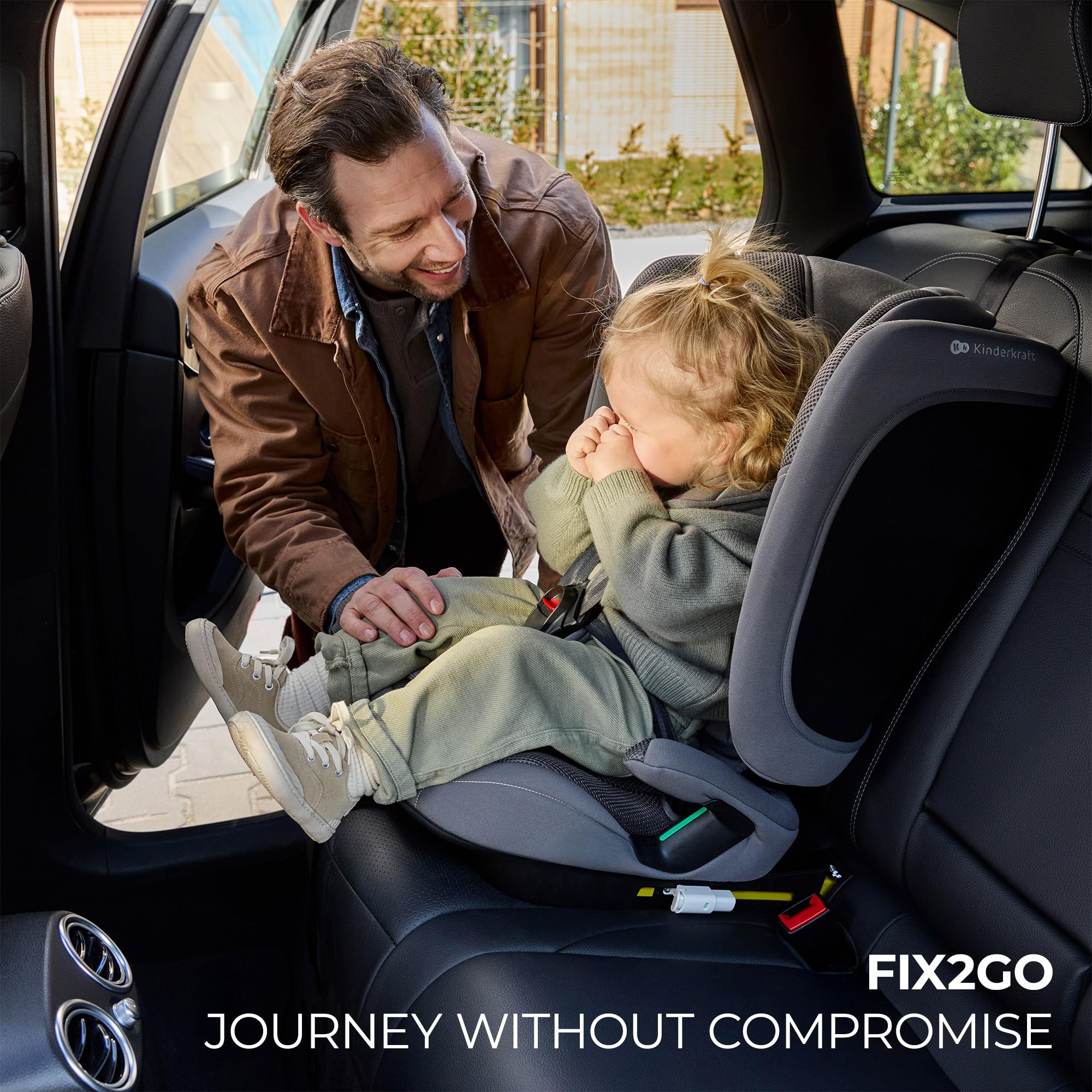 Kinderkraft FIX2GO fotelik dziecięcy i-Size, 76-150 cm, ISOFIX, Top Tether, czujnik saferide, do ok. 12 lat, systemy bezpieczeństwa, wysokiej jakości pokrowce, fotelik dziecięcy, fotelik dziecięcy