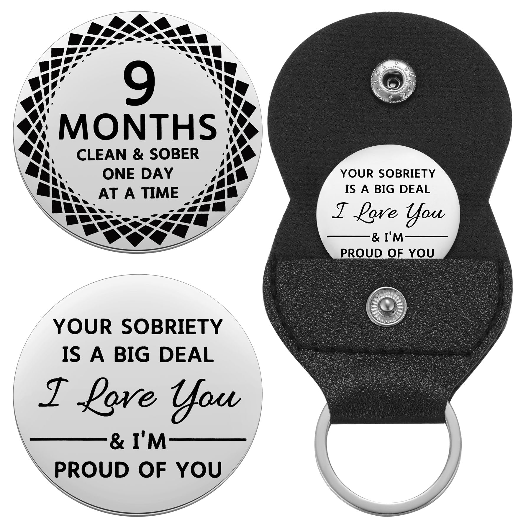 Ukodnus 1 to 11 Months Sobriety Coin, 1 to 30 Years Sober Coin, Clean & Sober One Day at a Time, Recovery Token, AA Anniversary Medallion Chip Gifts, Alcoholics Anonymous, S, Stainless Steel, no