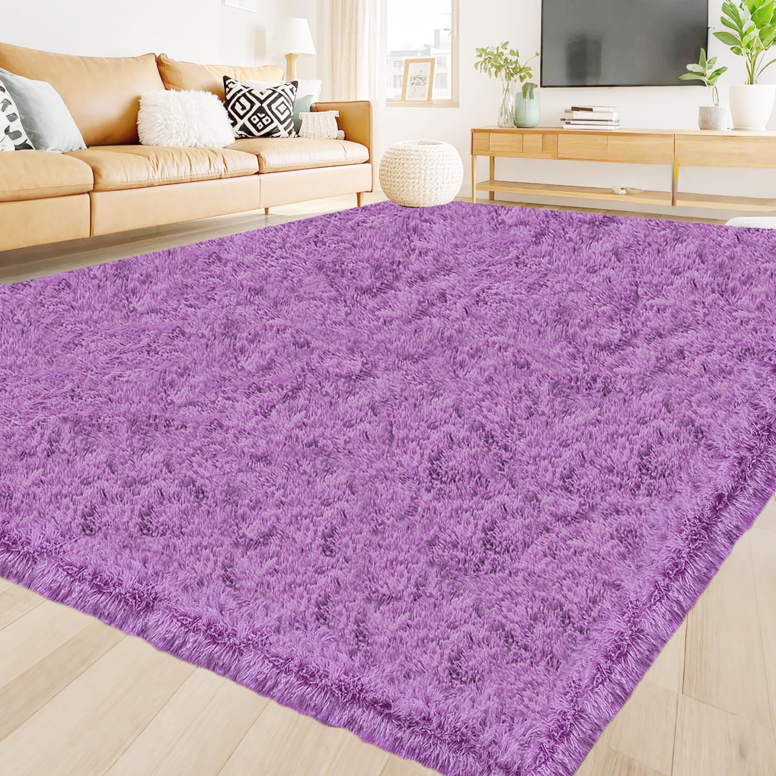 Hochflor Teppich Wohnzimmer 60x110cm, Creme Shaggy Teppich für Schlafzimmer Flauschige Teppichen, Modern Shag Wohnzimmerteppich Bettvorleger High-Pile Carpet rutschfest für Schlafzimmer Kinderzimmer