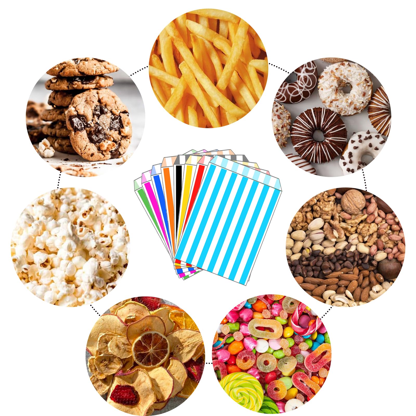 POPOYU 100Pcs Small Stripy Paper Bags Orange,Treat Bags Small for Kids,Sweet Bag,5x7'' Candy Stripe Paper Bag for Kids Halloween Christmas Easter Wedding Party Treat Buffet Confectionery Stall - Image 3
