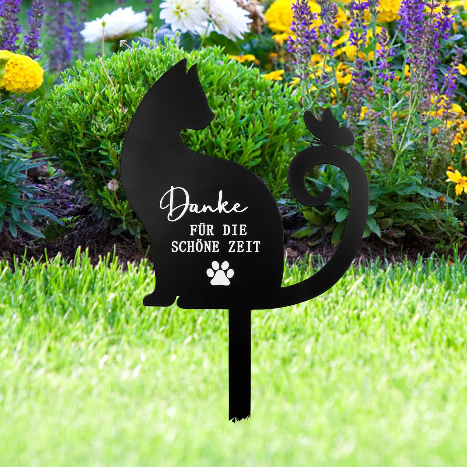 Gedenkstein Katze, Metal Grabplatte mit Gravur Katze Gedenkstein,Grabstein Katze für Draußen,Schwarz ﻿Katzen Grabschmuck aus Edelstahl,für Den Garten Grabdekoration Andenken an Den,für Tierbesitzer