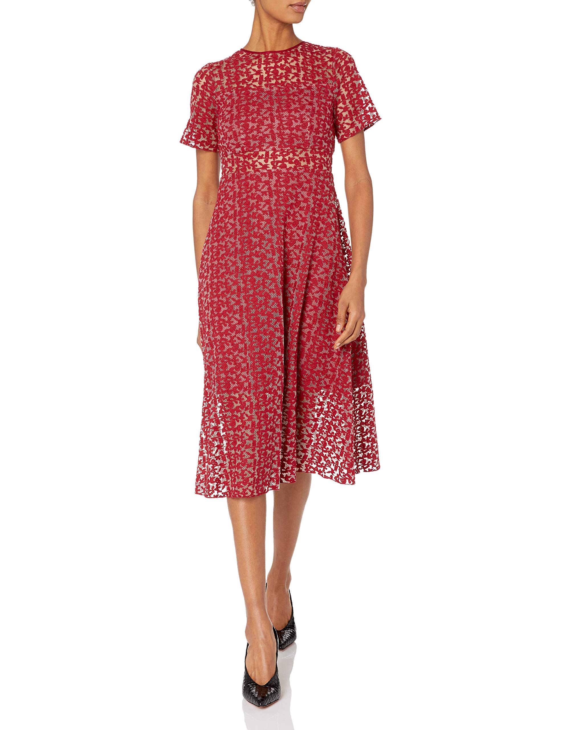 ERIN erin fetherston Women's Nora Short Sleeve Lace Illusion Dress