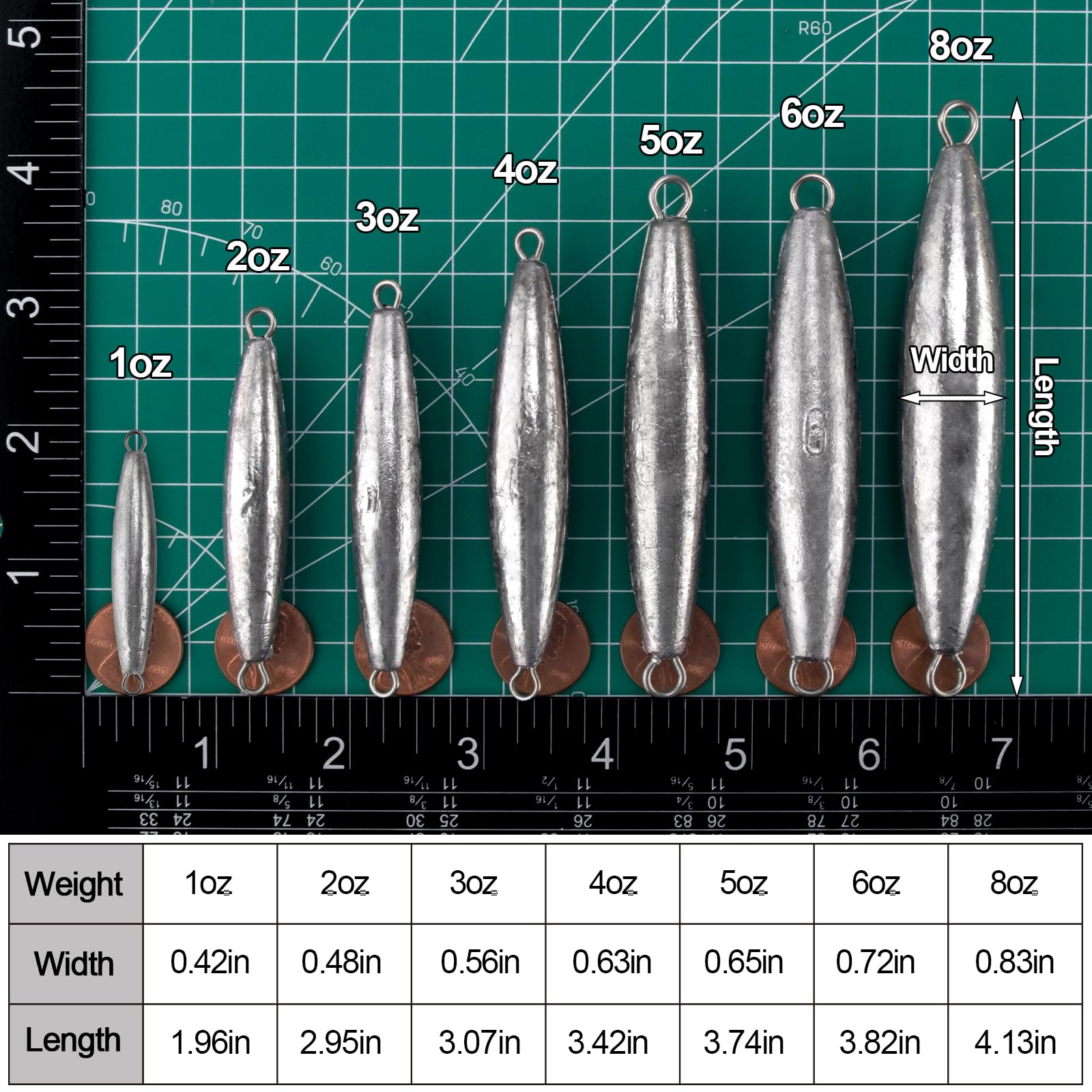 Piombi Da Pesca Sale Magic 5 Pezzi - Doppio Anello Per Trolling 1oz-8oz - Trota E Bass