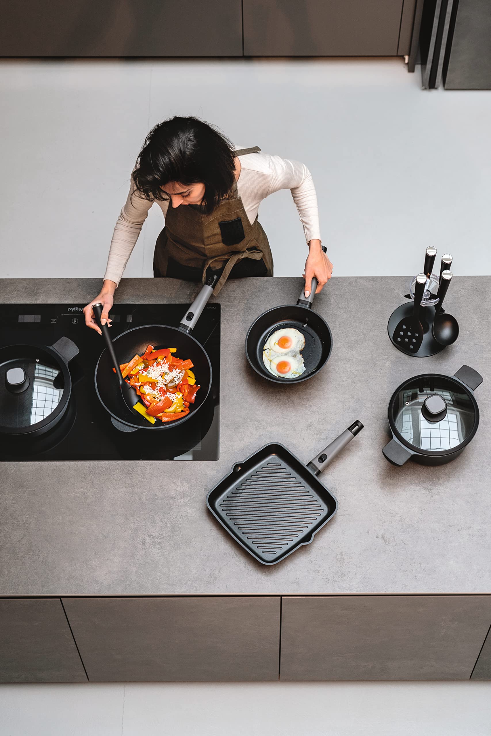 GUZZINI PENTOLA CASSERUOLA ø 18 CM 'COOK&SPACE' ANTRACITE, CUCINA
