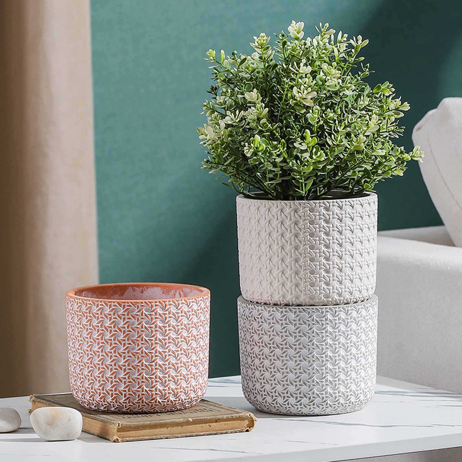 Vasi da Giardino Fioriera in Vaso succulente in Cemento da 4,92 Pollici, Contenitore per Piante di Cactus da Giardino con Foro di drenaggio per la Decorazione Domestica Moderna