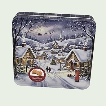 Festive Shortbread Fingers Gift Tin – Assorted Designs Featuring Highland – Holiday Cookie Tin – Traditional Scottish Shortbread Biscuit Assortment (pack of 1 (Christmas scene))