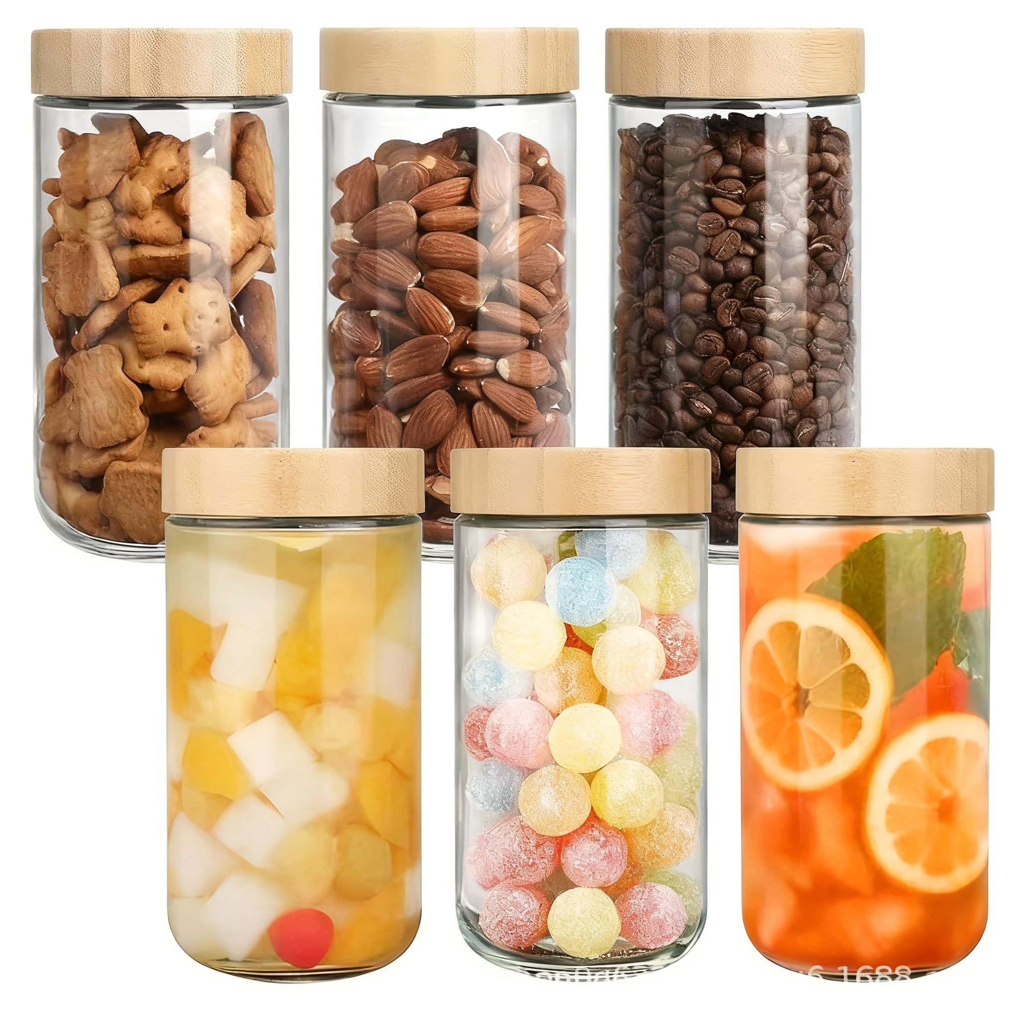 Zanthicia Glass Storage Jars Meal Prep Containers With Lids Chia Puddings Fresh Fruit Ideas And Smoothie Preparations Wide Mouth Jars With Lids Overnight Oats, 750ml 6 pieces
