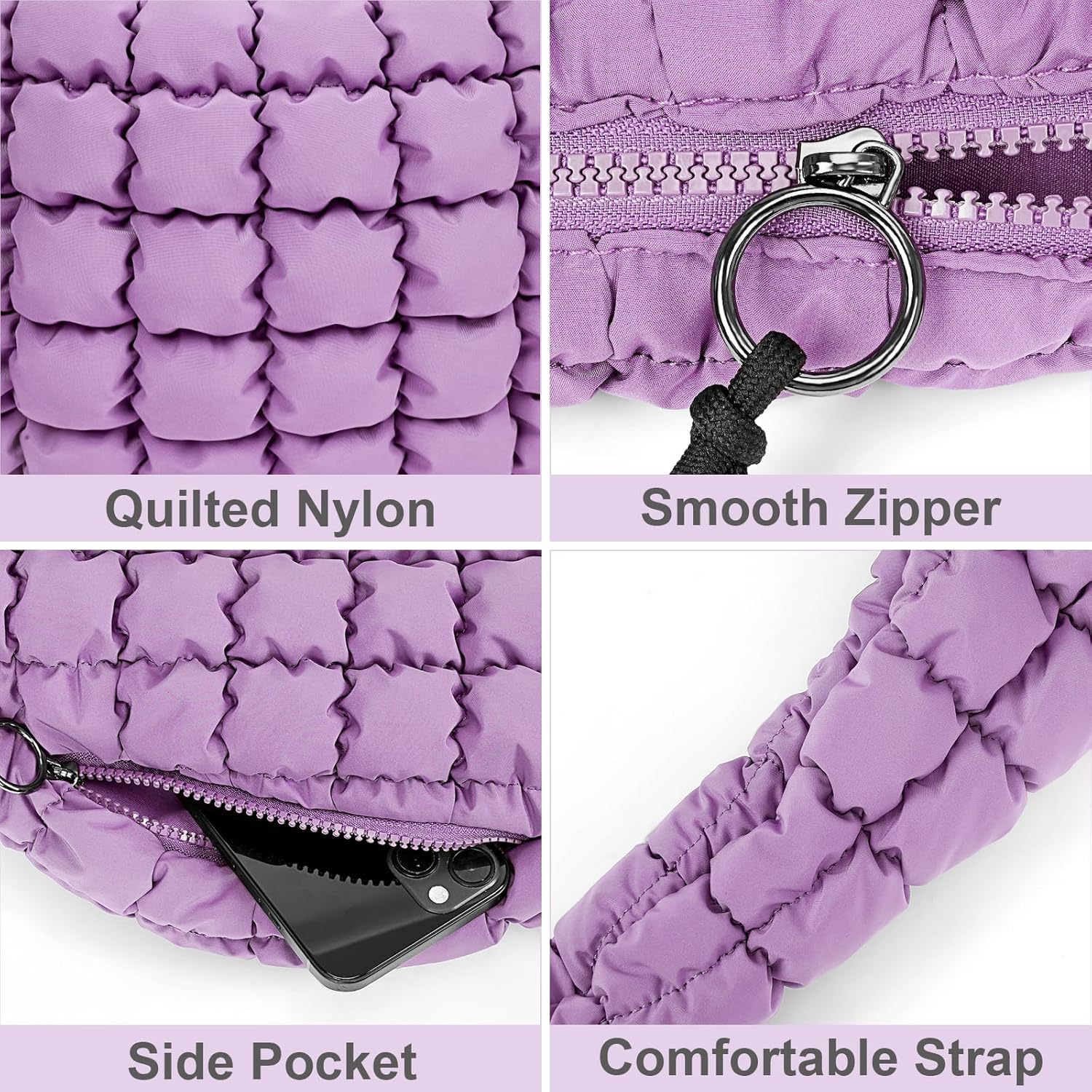 Juoxeepy Quilted Tote Bag Large Carryall Puffer Shoulder Bag Lightweight Padding Hobo Bag - Image 5