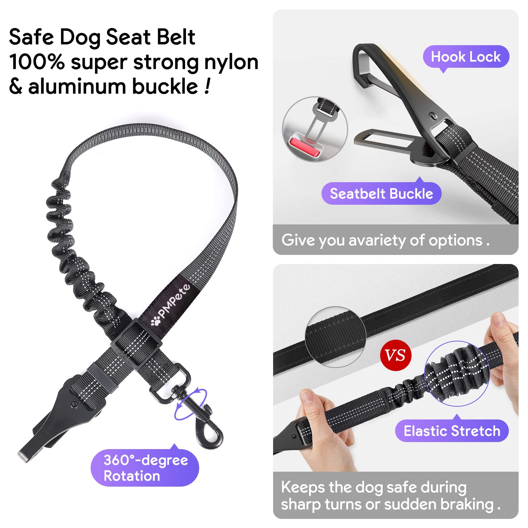 Pmpete Dog Car Seat, Suitable for Front and Back Seats, Double-Sided Travel Car Bed for Small and Medium Pets, 3 in1 Waterproof Pet Car Seat with Pocket. Perfect for Summer and Winter, Black