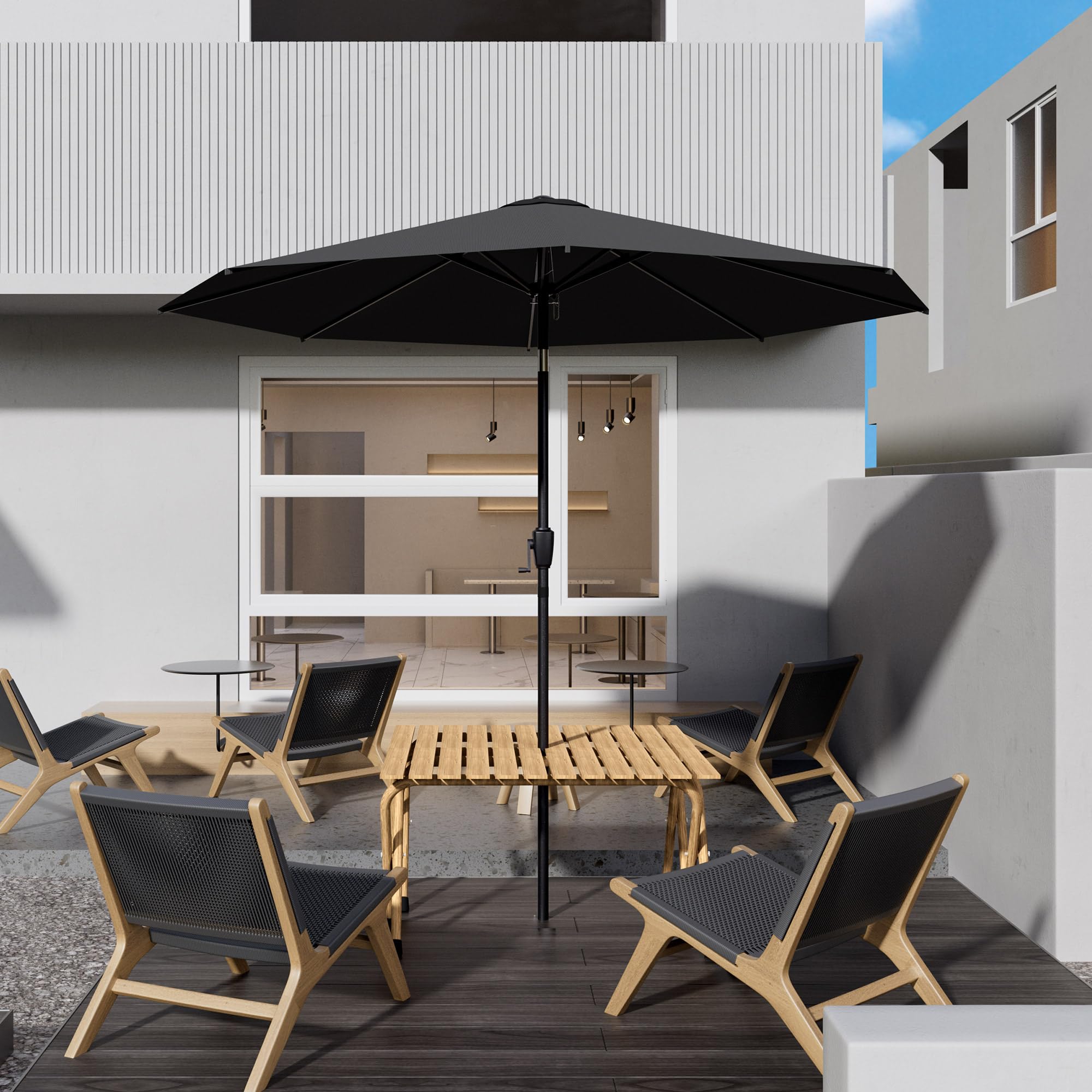 HOMEDEMO Aluminum Sonnenschirm Gartenschirm mit Kurbel, Marktschirm Terrassenschirm,Ø 300 cm, Tischschirm für Terrasse, Garten, Balkon, Pool, patio umbrella Anthrazit，Schutz 50+ Neigbar