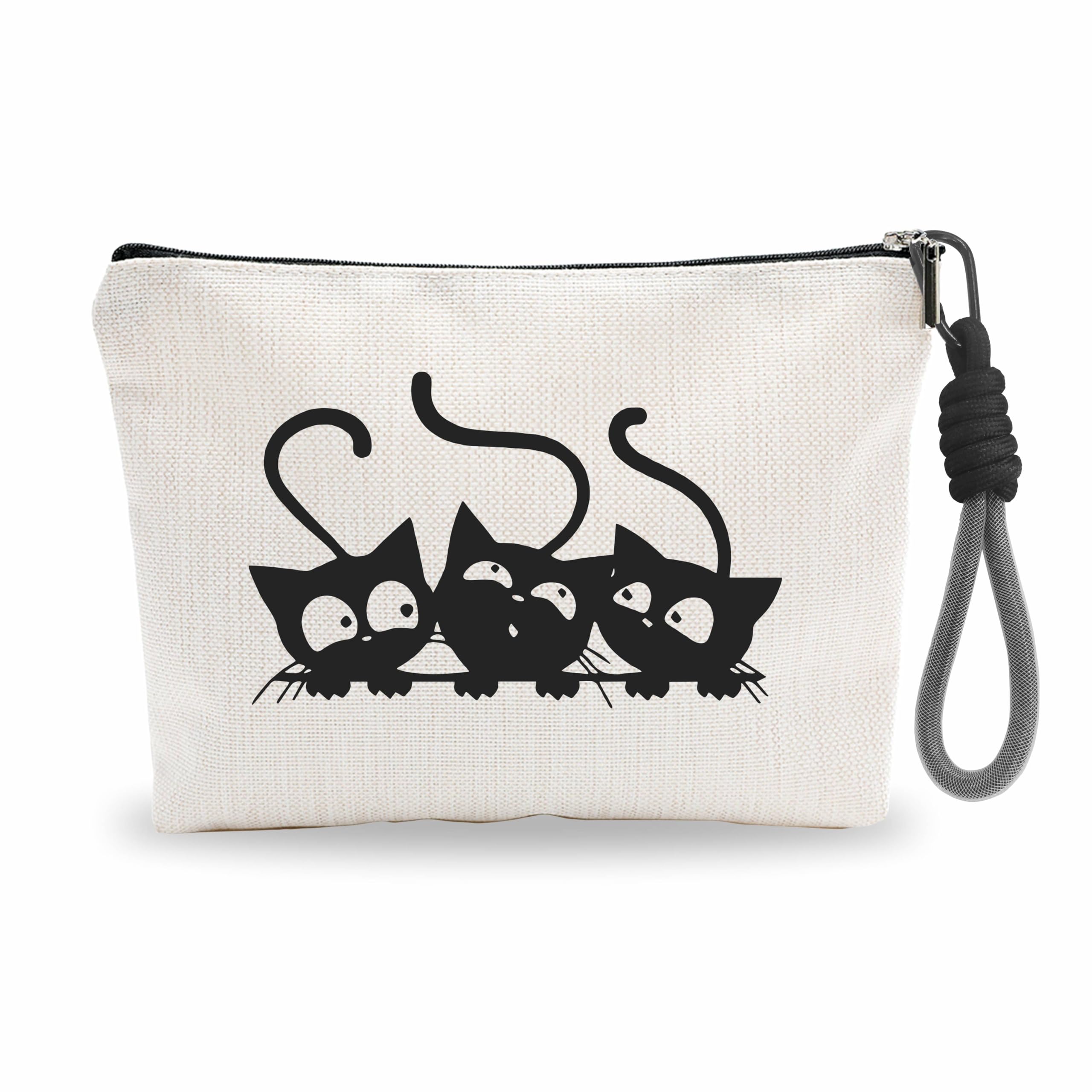 EXWCats Make up Bag With Black Hand Strap,Cosmetic Bag For Women,Travel Toiletry Bag,Gifts For Cat Lovers,Makeup Bag Organizer,Women Essentials & Accessories-A03