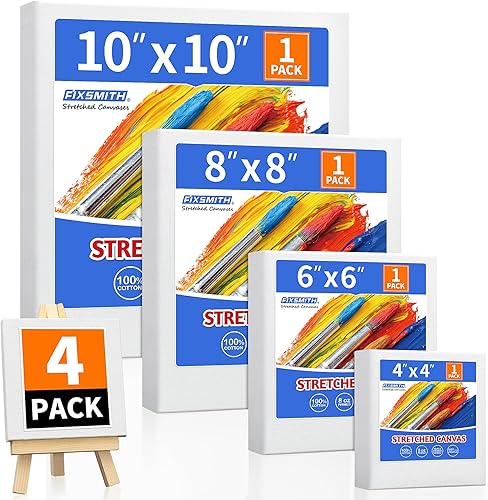 Miniatura 106 de FIXSMITH Lienzo estirado de 6 x 8 pulgadas, paquete de 12 lienzos blancos en blanco para pintar, imprimado, 100% algodón, perfil de 5/8 pulgadas