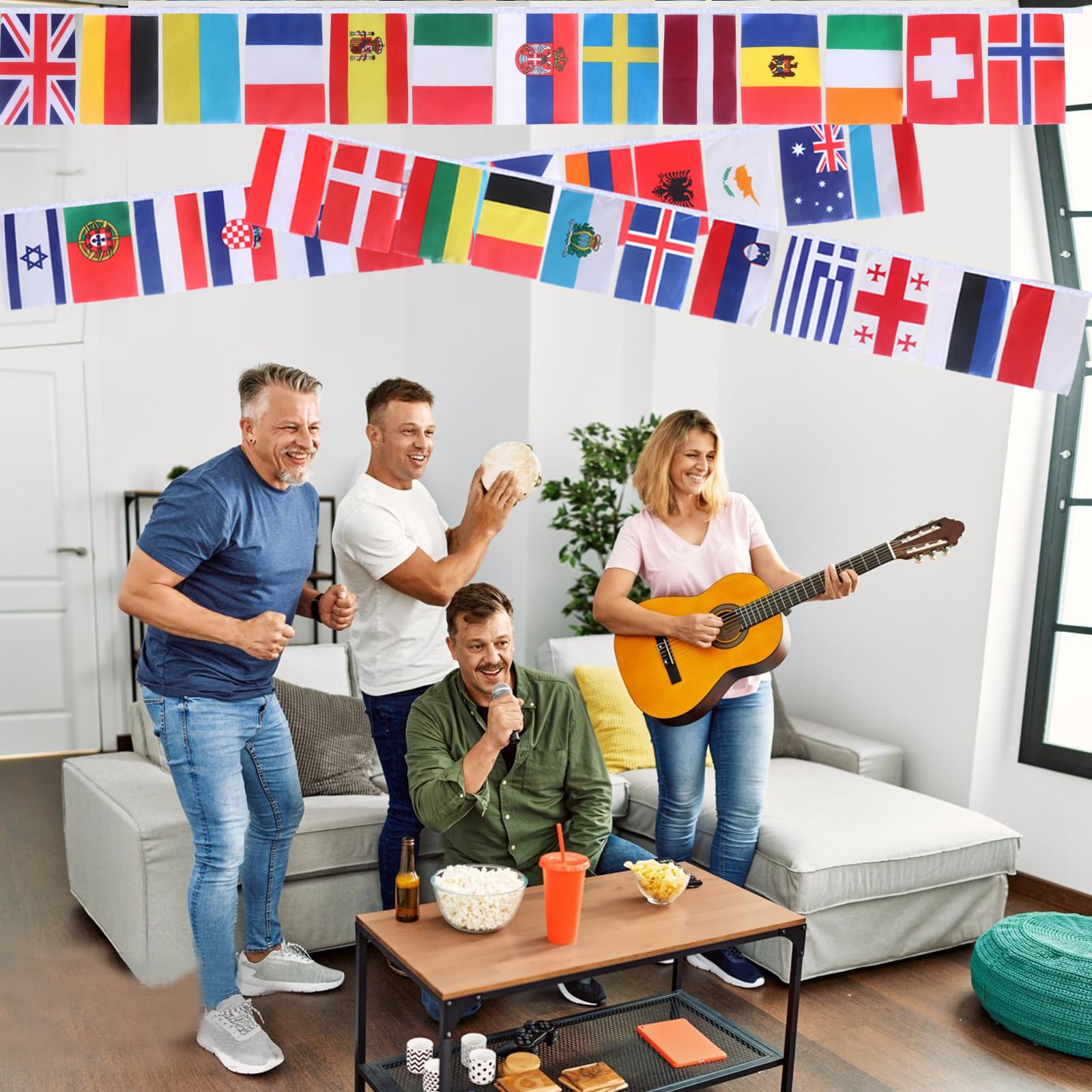 Bandierine Eurovision Song Contest 2025 - 12 Metri Con 38 Bandiere Nazionali In Tessuto Per Decorazioni