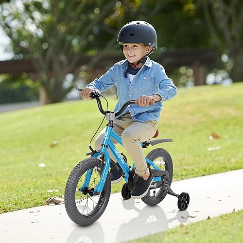 Miniatura 4 de Betterland Bicicleta plegable para niños, bicicleta para niños de 141618 pulgadas con ruedas de entrenamiento y frenos de mano duales, bicicleta
