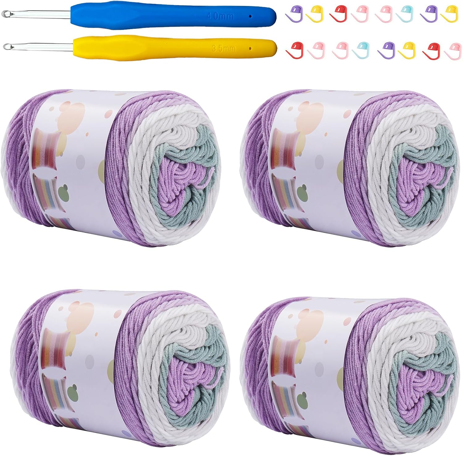 Ombre Cake Yarn for Crocheting 4PCS Gradient Yarn Cake-4x100g 45% Cotton 55% Acrylic Rainbow Cotton Yarn for Knitting,Shawls,Blankets,Scarves,Garments(Brown)