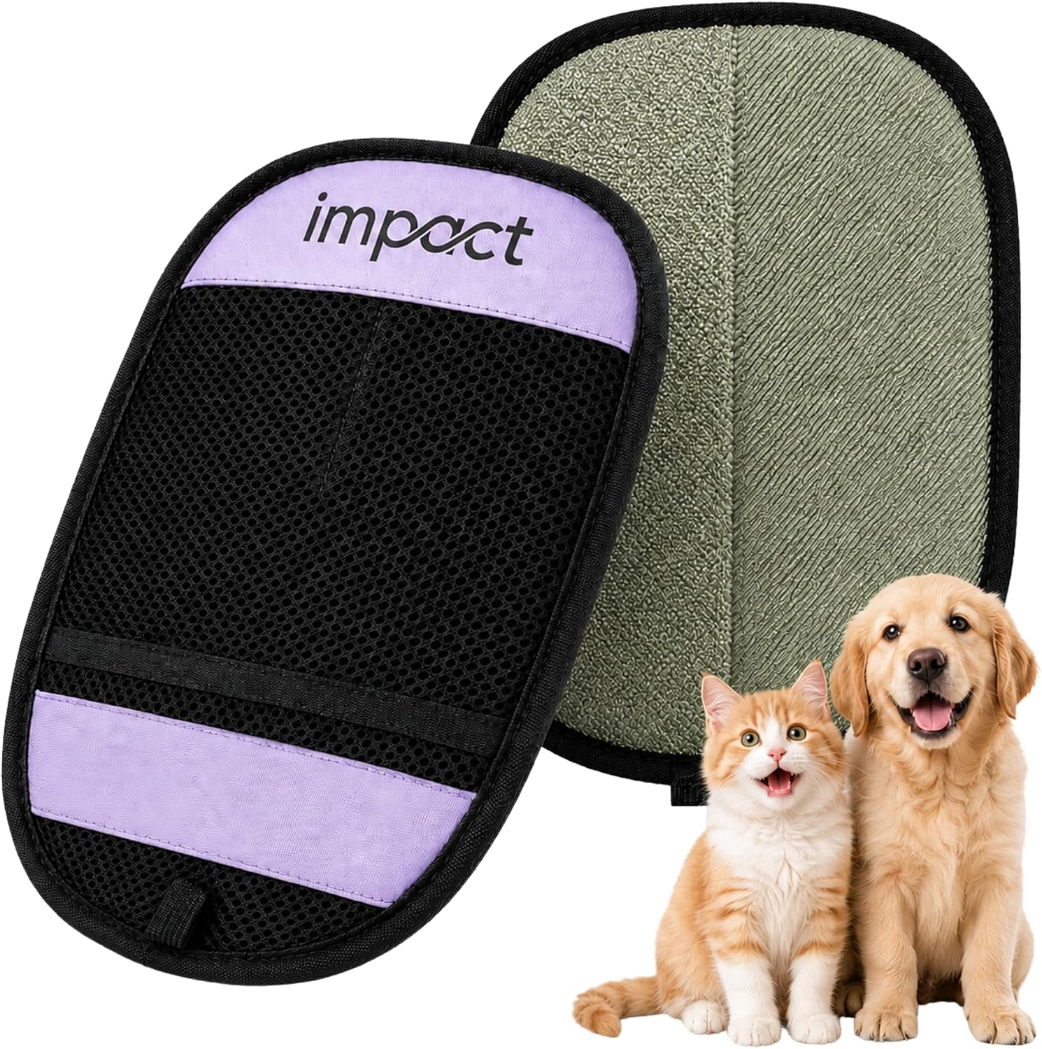 Pet Hair Remover Glove for Dogs & Cats, Grooming Glove, Lavender