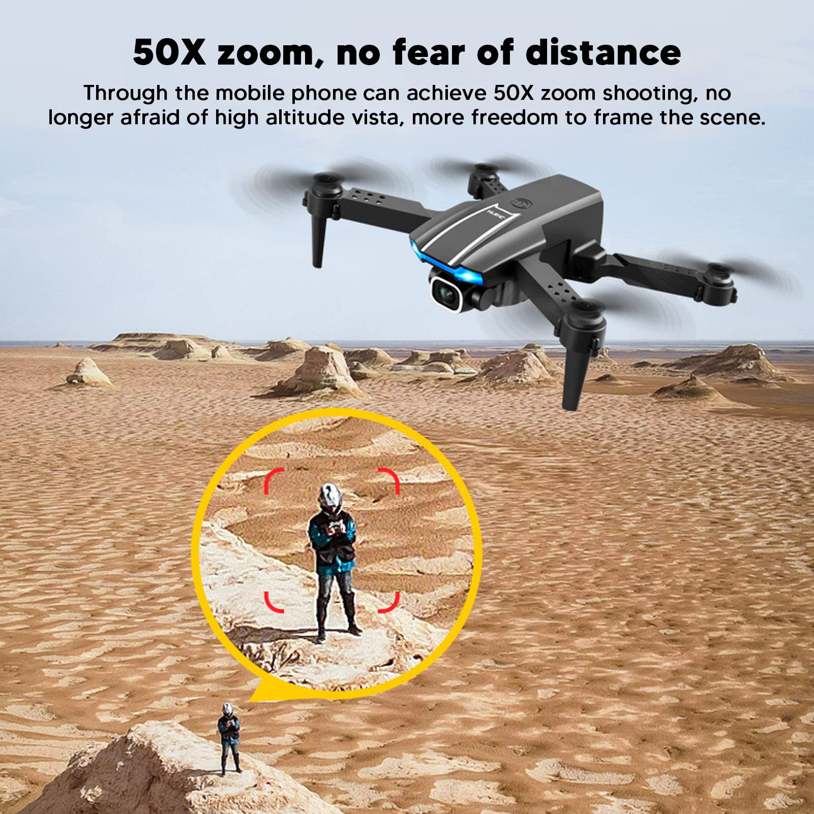Septpenta Mini Dron dla Dzieci, Składany Mini Dron Z Podwójnym Aparatem 4K HD dla Chłopców I Dziewcząt, Lądowanie Jednym Klawiszem, Utrzymywanie Wysokości, Bateria Litowa 3, 7 V 650 mAh