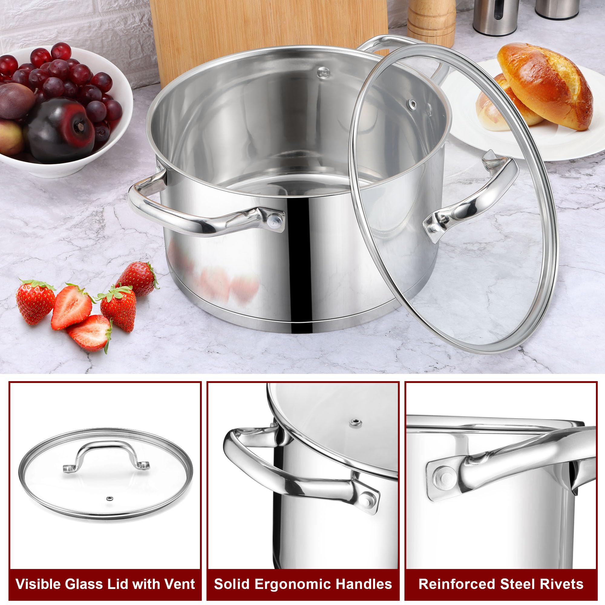 LIANYU Suppentopf mit Deckel, 6 l