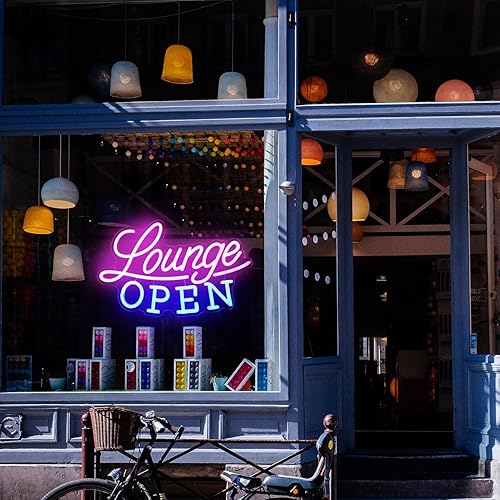 Miniatura 6 de Letrero de neón abierto VIP Lounge para decoración de pared, letrero LED rosa y azul, luz de neón regulable, letreros de negocios para bar, club